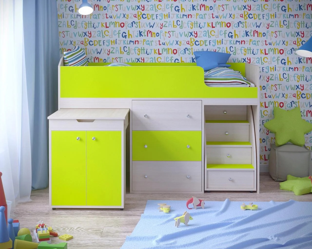 children's bed loft with table decoration