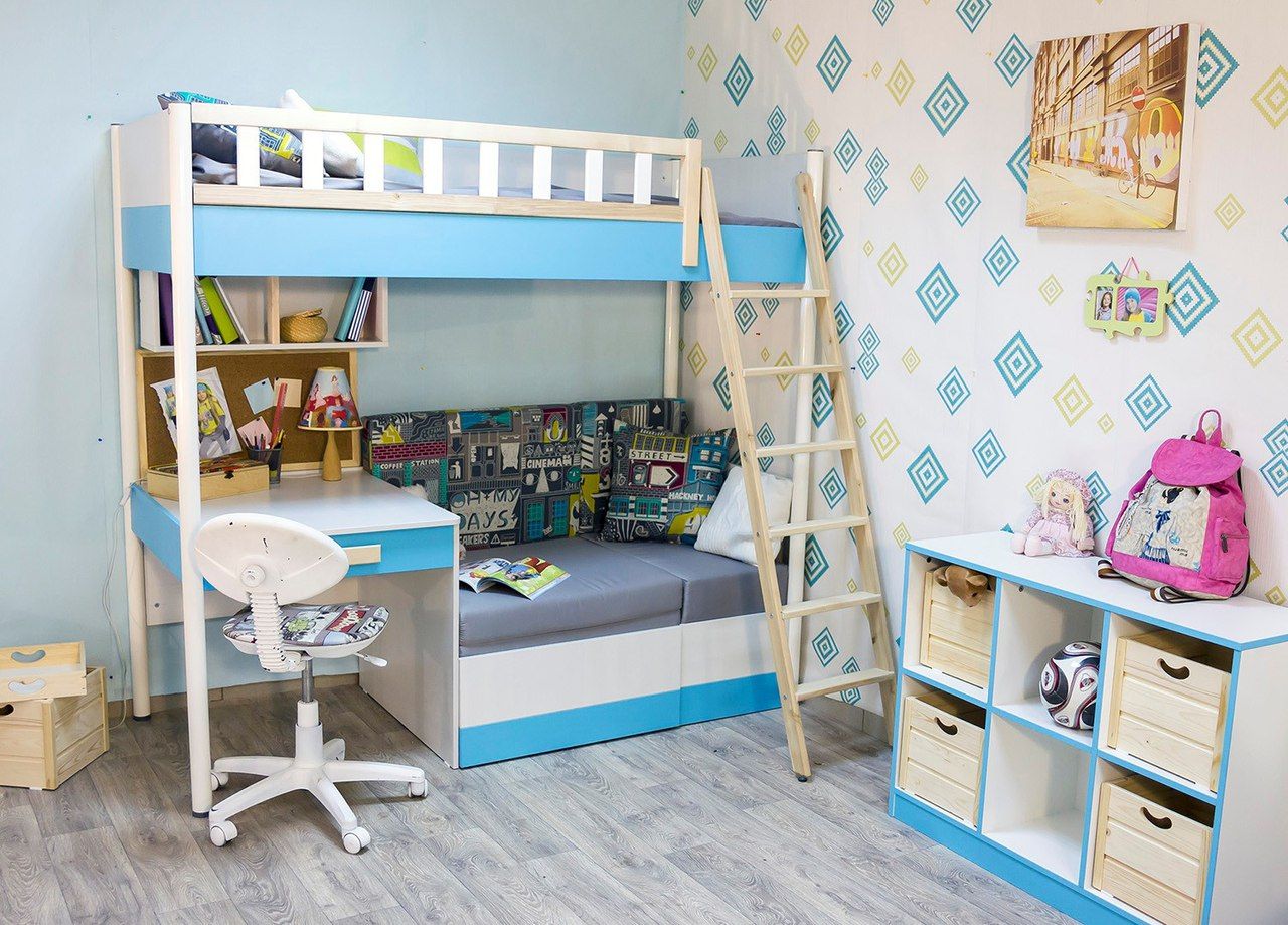 children's bed with a table in the interior