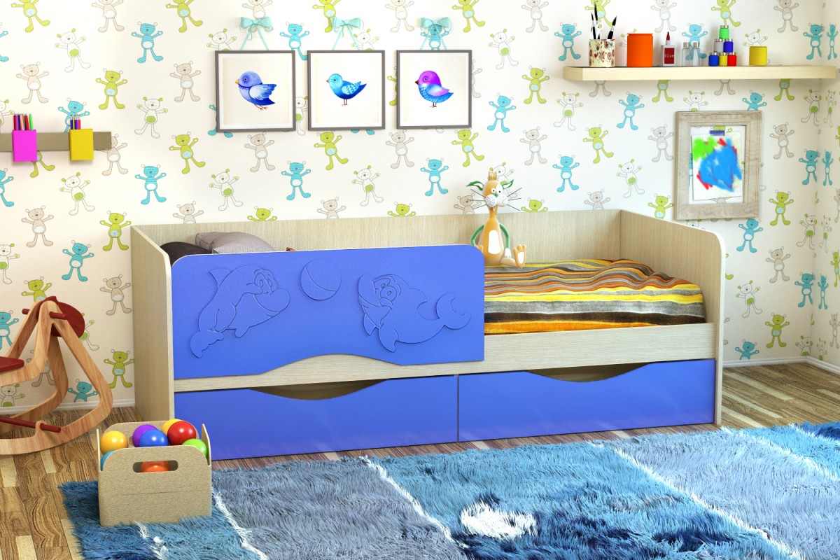 baby bed dolphin blue