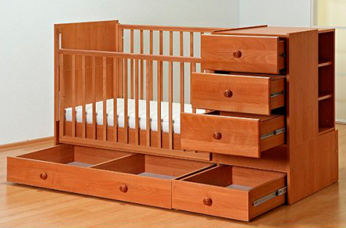 children's bed transformer made of wood