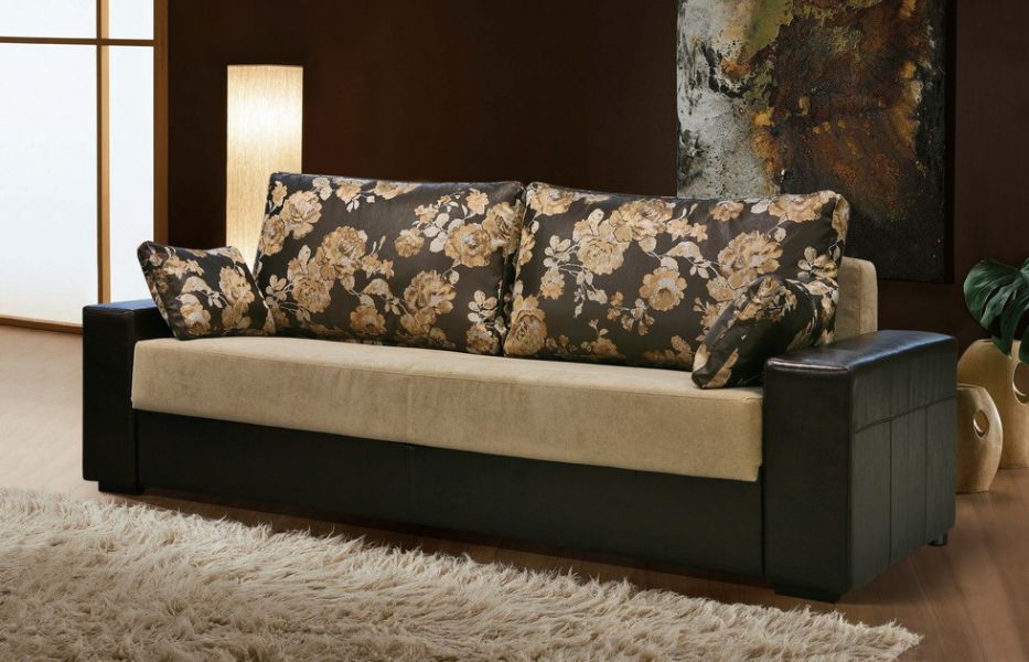 sofa with combined upholstery