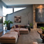 sofas in gray-brown tones interior photo