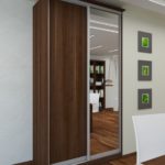 wardrobe design narrow brown with mirror