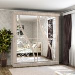 wardrobe design mirror with white pattern