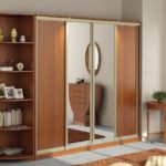 wood wardrobe design with mirror