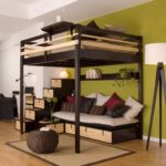 loft bed with sofa in the living room