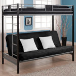 loft bed with black sofa