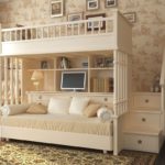 loft bed with white sofa