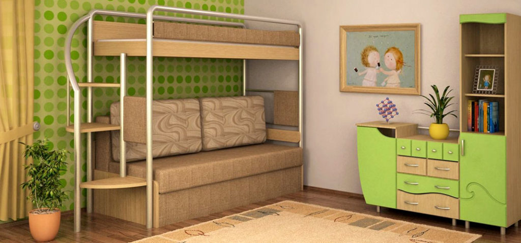 Loft bed with sofa downstairs