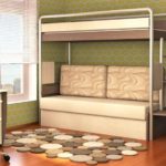 loft bed with beige sofa