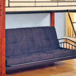 loft bed with gray sofa