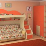 loft bed with orange sofa