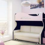 loft bed with light sofa