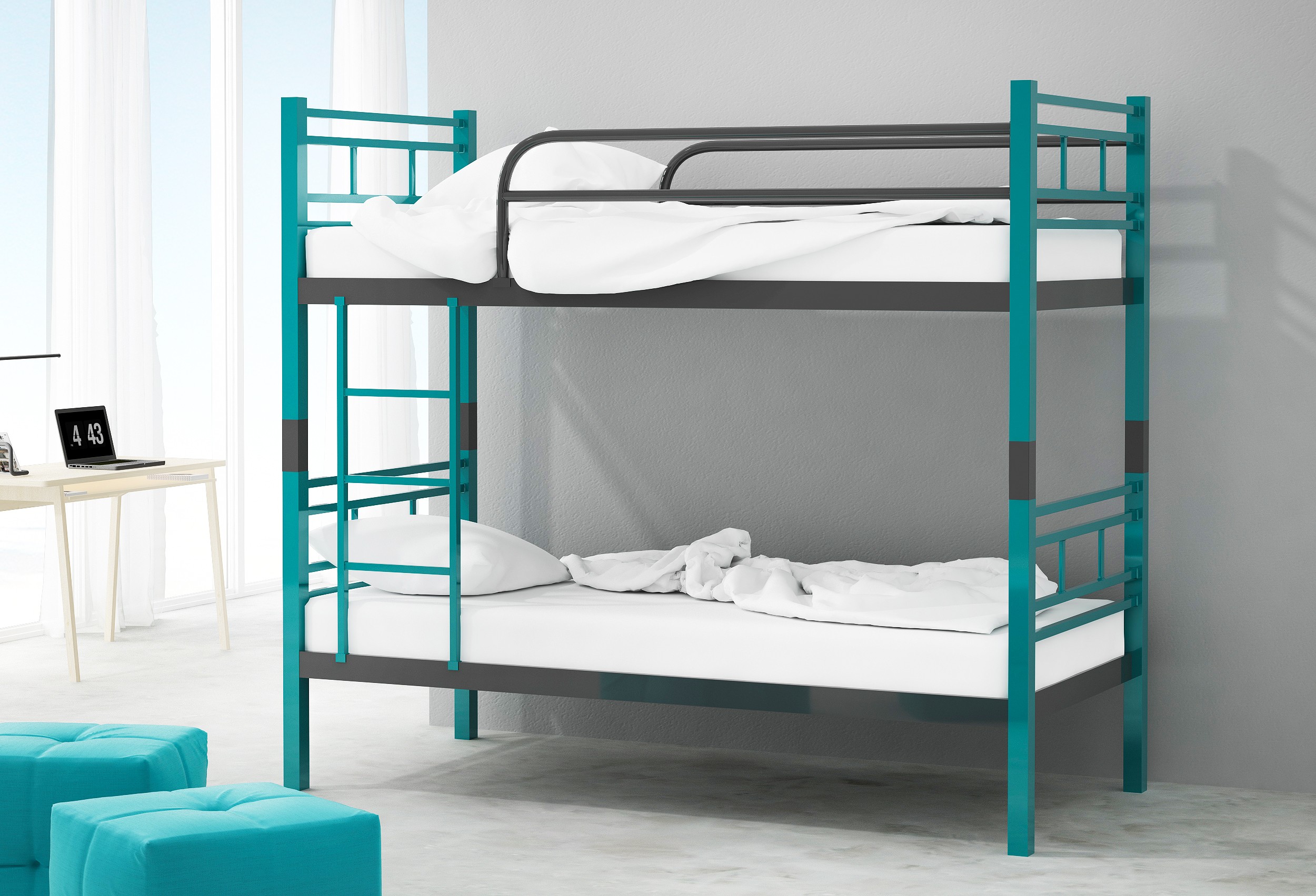 metal bunk bed with stairs