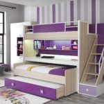 purple bunk bed with drawers