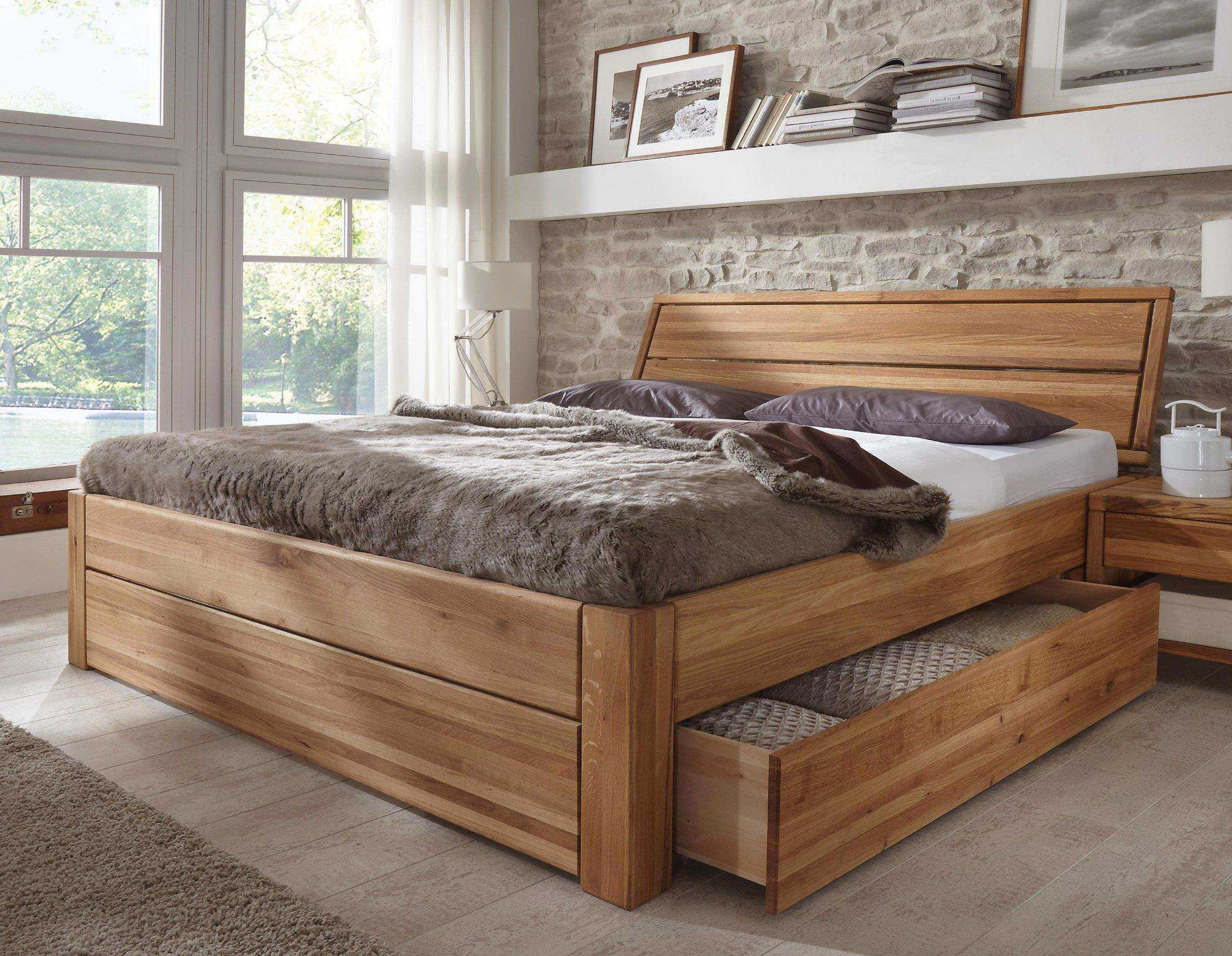 double bed made of solid wood