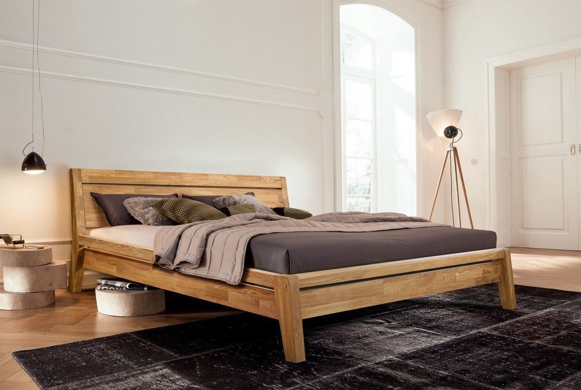 double bed made of solid wood for the bedroom