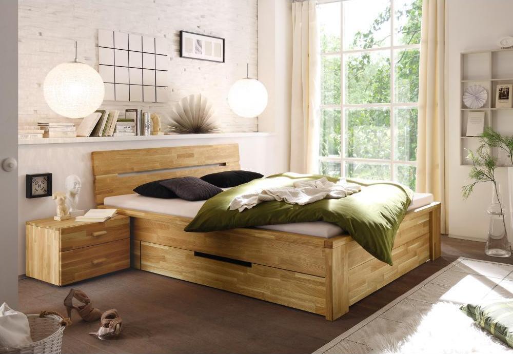 double bed made of solid pine