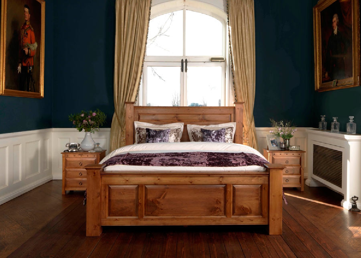 double bed from solid wood in the interior