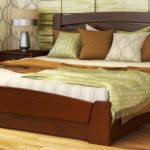 double beds made of solid wood in the interior