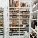 shelves in the dressing room for shoes