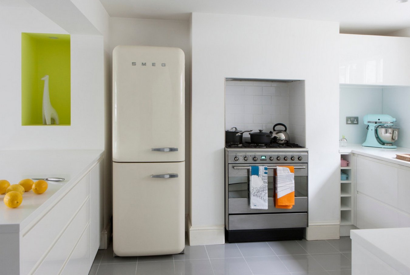 refrigerator in the kitchen