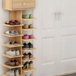 open shelves for storing shoes