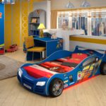 blue sports car bed for boy