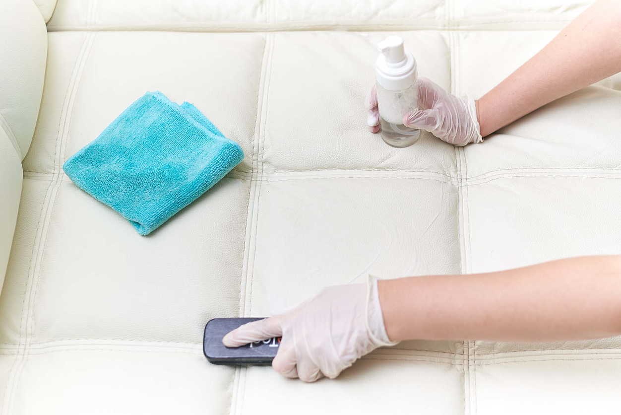 how to clean a sofa with gloves