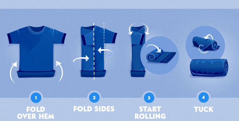 how to roll a t-shirt