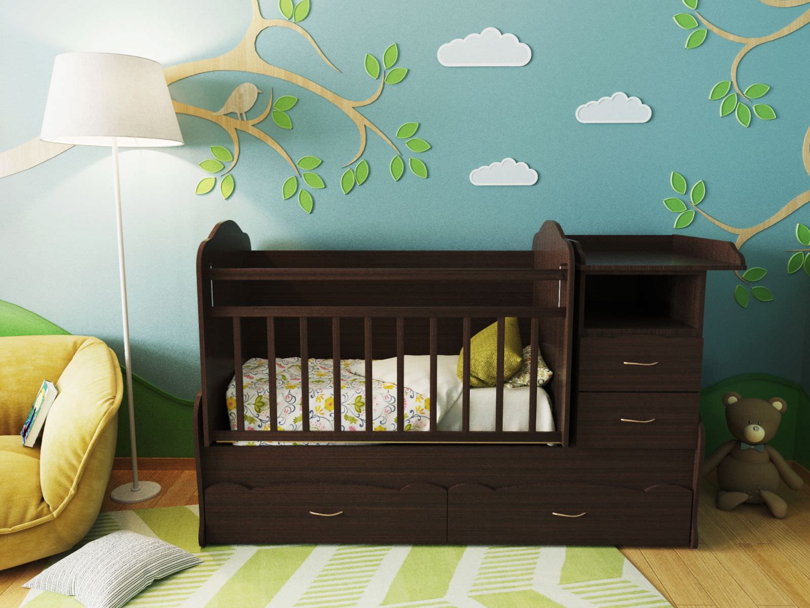 baby bed with a table for the newborn