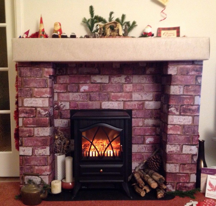 do-it-yourself cardboard fireplace