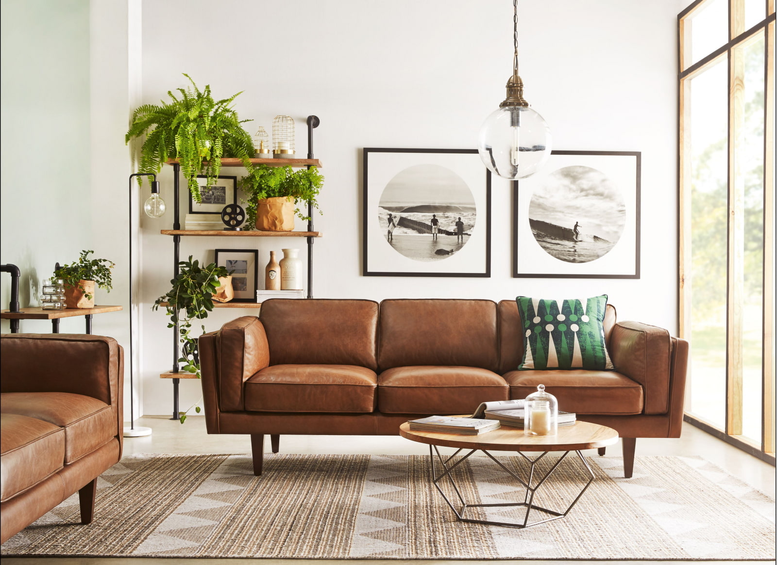 brown sofa in the interior