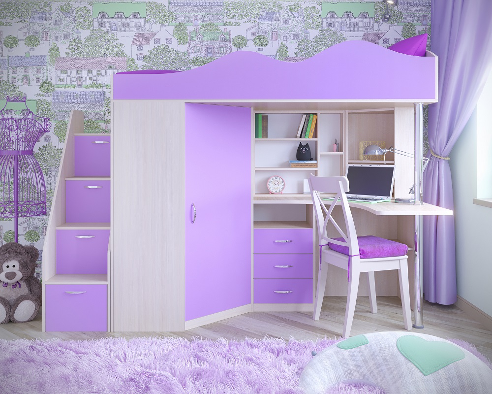 lockers and shelves of the loft bed