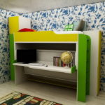 loft bed with work area interior photo