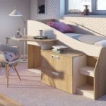 loft bed with working area photo decoration