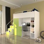 loft bed with work area design photo