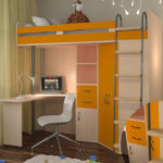 loft bed with work area photo design