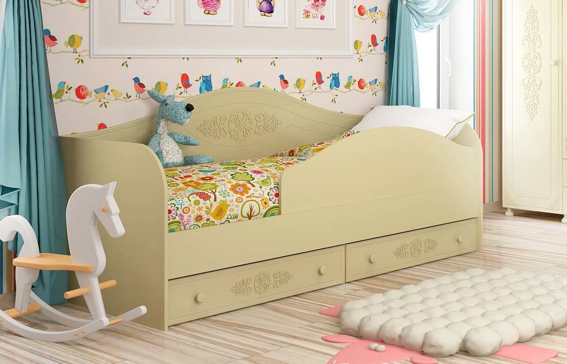 beige children's bed