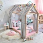 pink and gray bed for girls