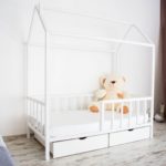 bed-house for children white with a bear