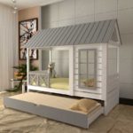 bed-house for children gray roof