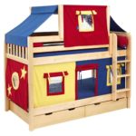 bed-house for children red-blue