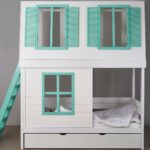 bed-house for children with blue windows