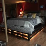 pallet bed with light bulbs