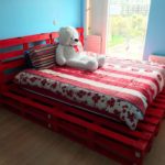 pallet bed red with bear