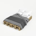 pallet bed with gray duvet