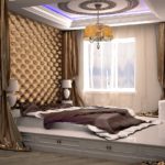 podium bed with chandelier