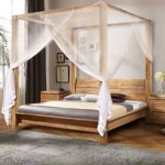 gray stripe canopy bed