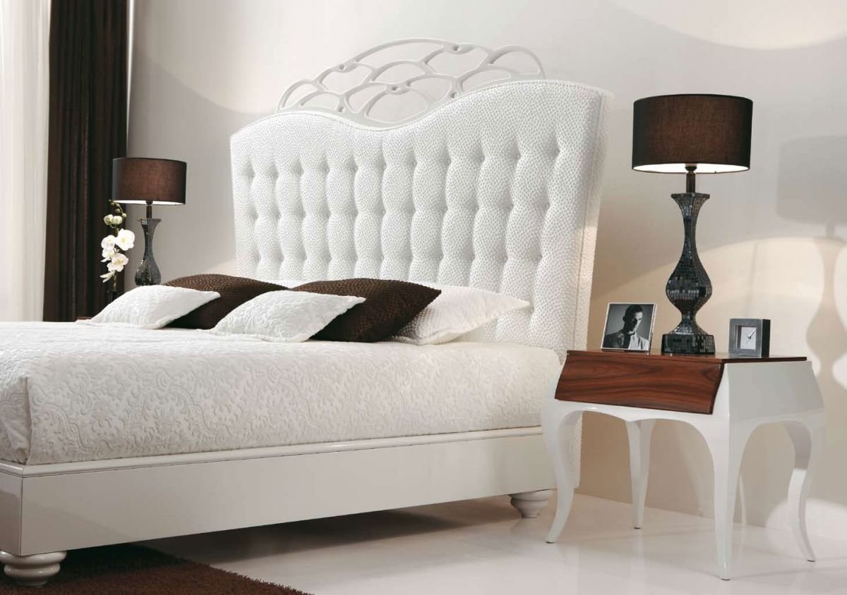 bed with a soft headboard modern